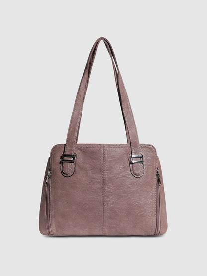 Structured Side-Zip Handbag - Nude Pink