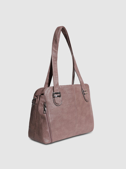 Structured Side-Zip Handbag - Nude Pink
