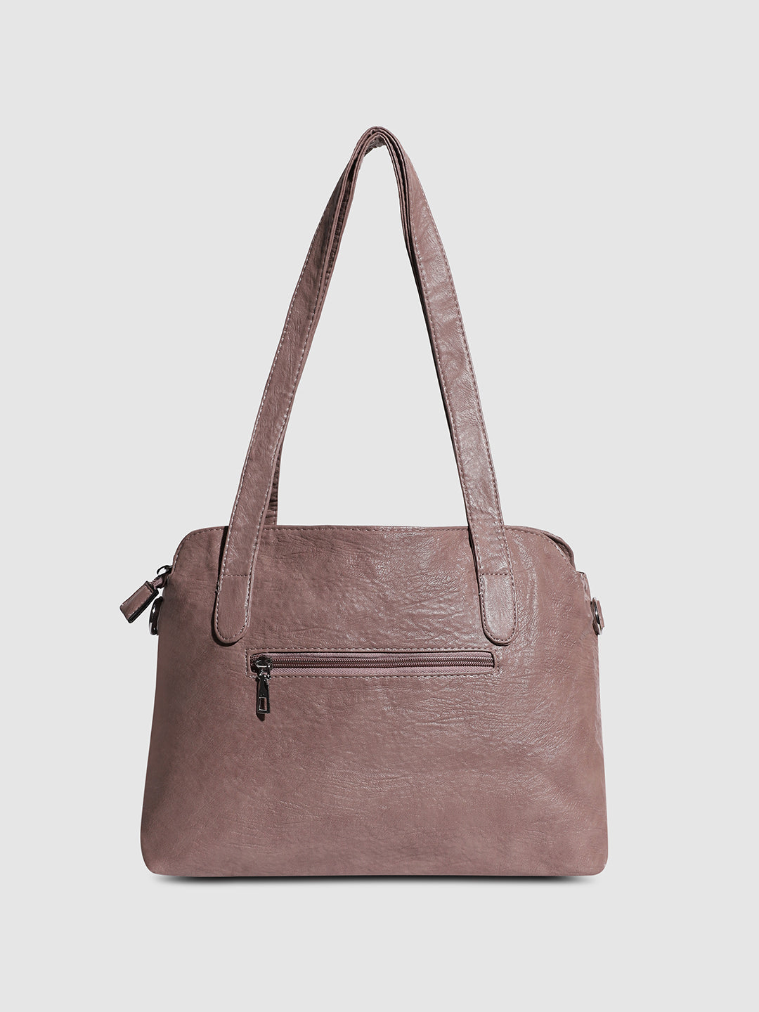 Structured Side-Zip Handbag - Nude Pink