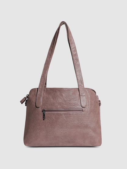 Structured Side-Zip Handbag - Nude Pink