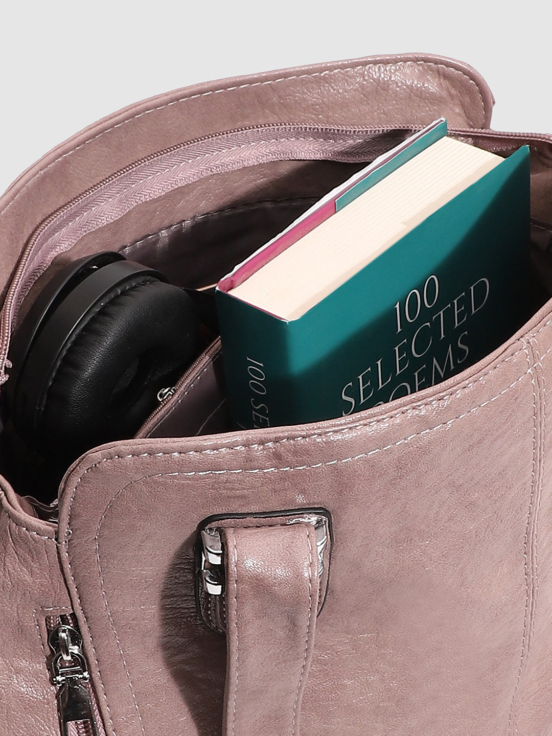 Structured Side-Zip Handbag - Nude Pink