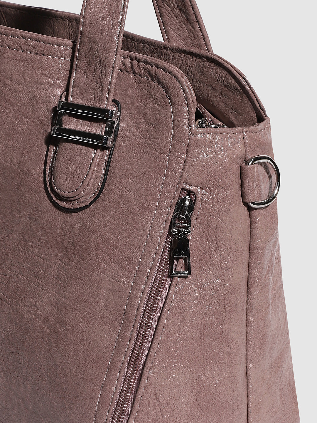 Structured Side-Zip Handbag - Nude Pink