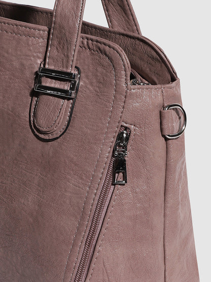 Structured Side-Zip Handbag - Nude Pink