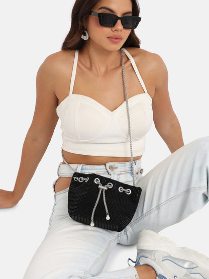 Stud Chain Handbag - Black