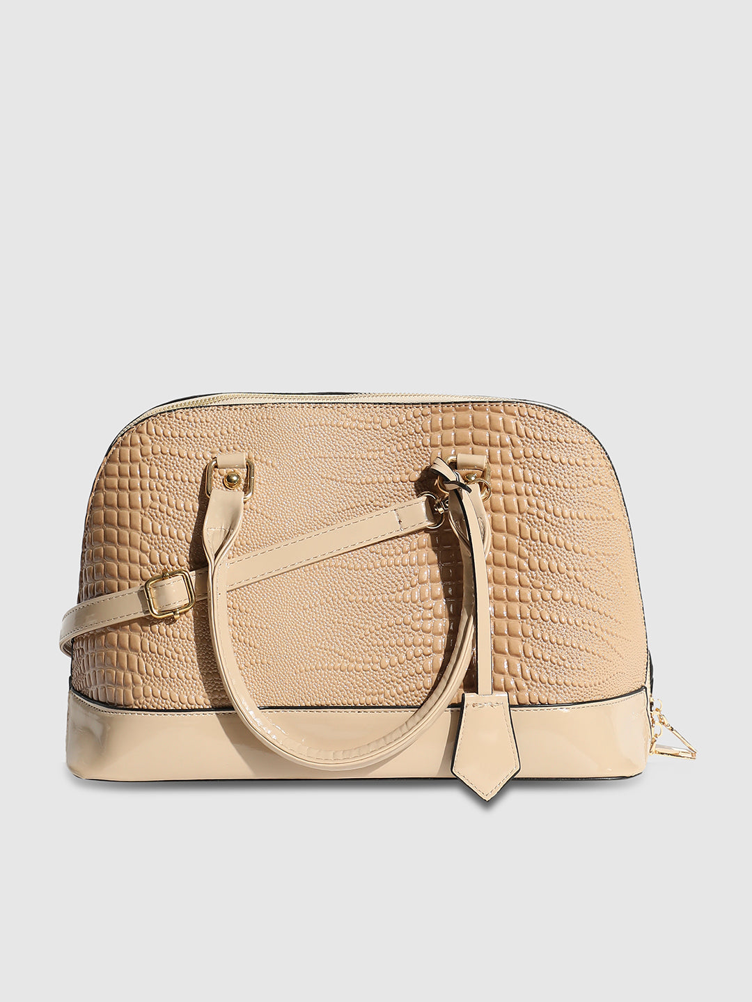 Scale Top Handle Handbag - Beige