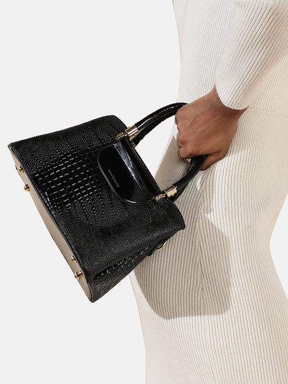 Structured Scale Handbag - Black