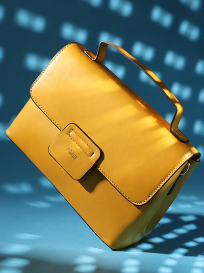Structured Flap Handbag - Yellow
