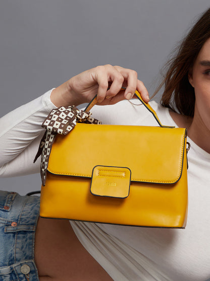 Structured Flap Handbag - Yellow