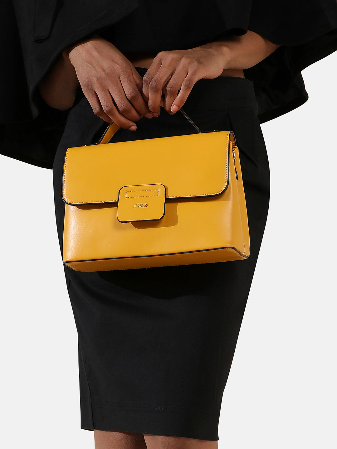 Structured Flap Handbag - Yellow