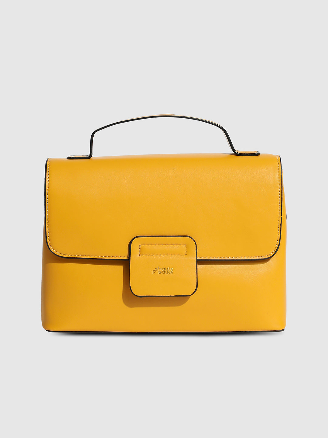 Structured Flap Handbag - Yellow