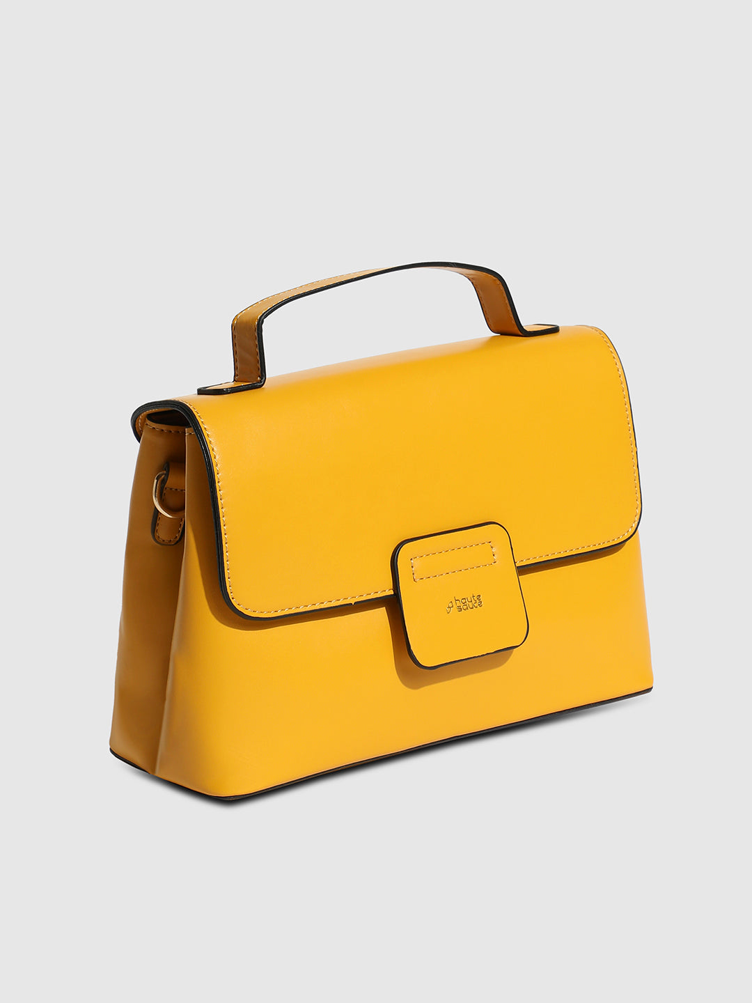 Structured Flap Handbag - Yellow