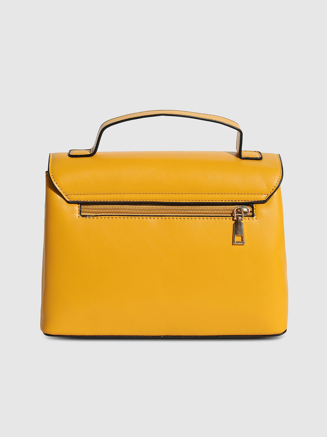 Structured Flap Handbag - Yellow