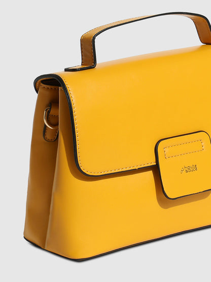 Structured Flap Handbag - Yellow
