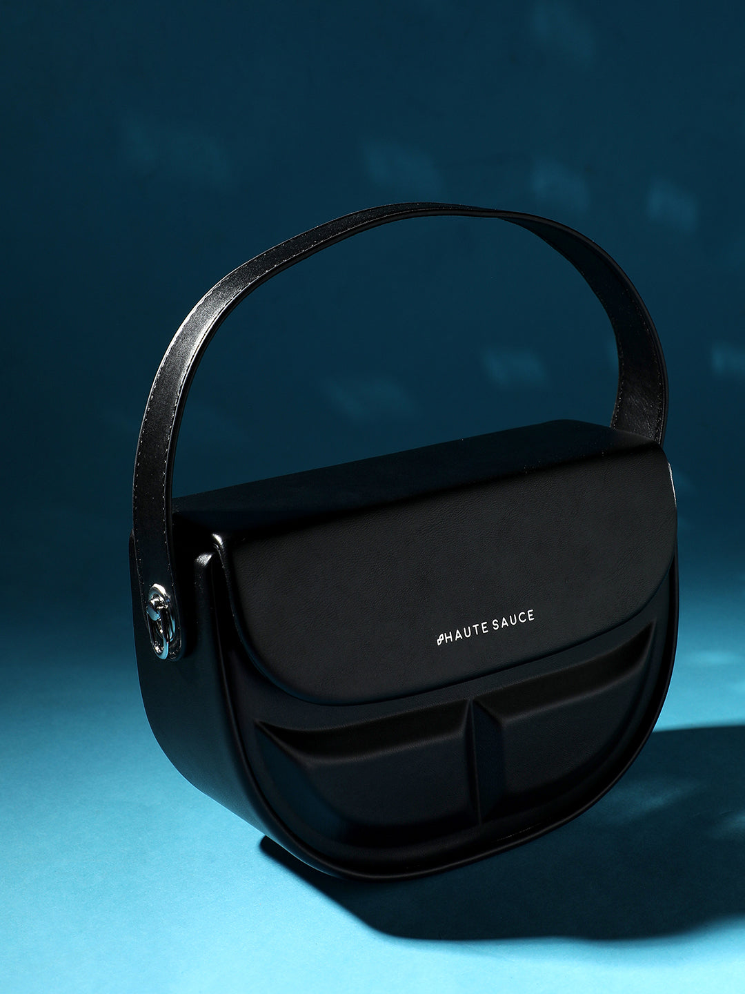 Structured Curve Handbag - Black