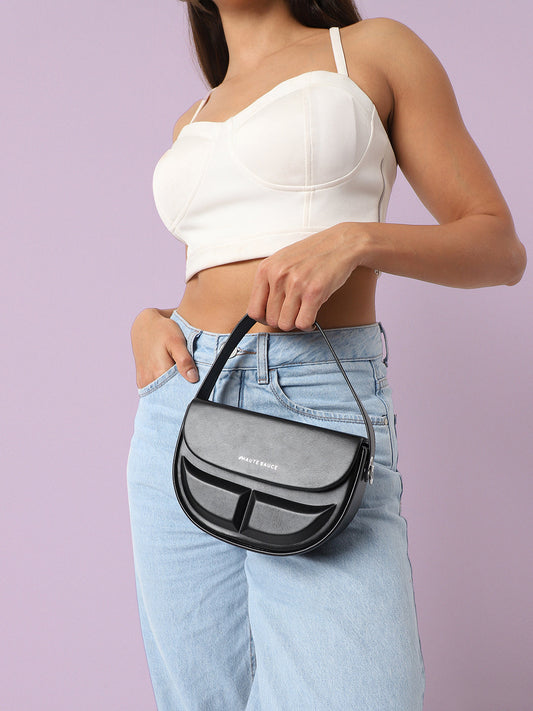 Structured Curve Handbag - Black