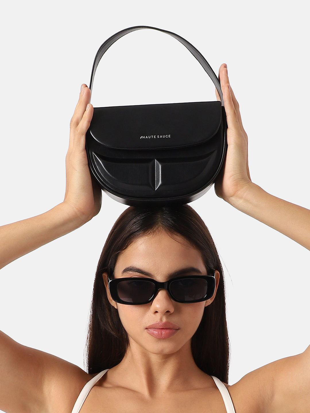 Structured Curve Handbag - Black