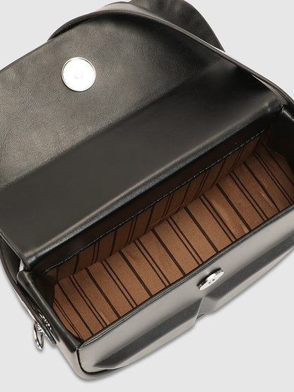 Structured Curve Handbag - Black