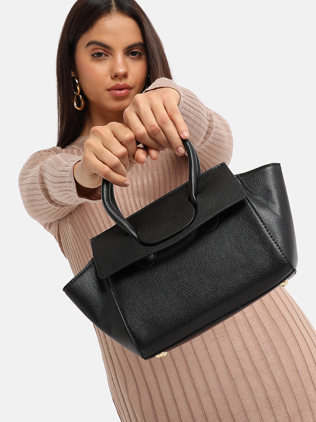 Over The Flap Mini Handbag - Black