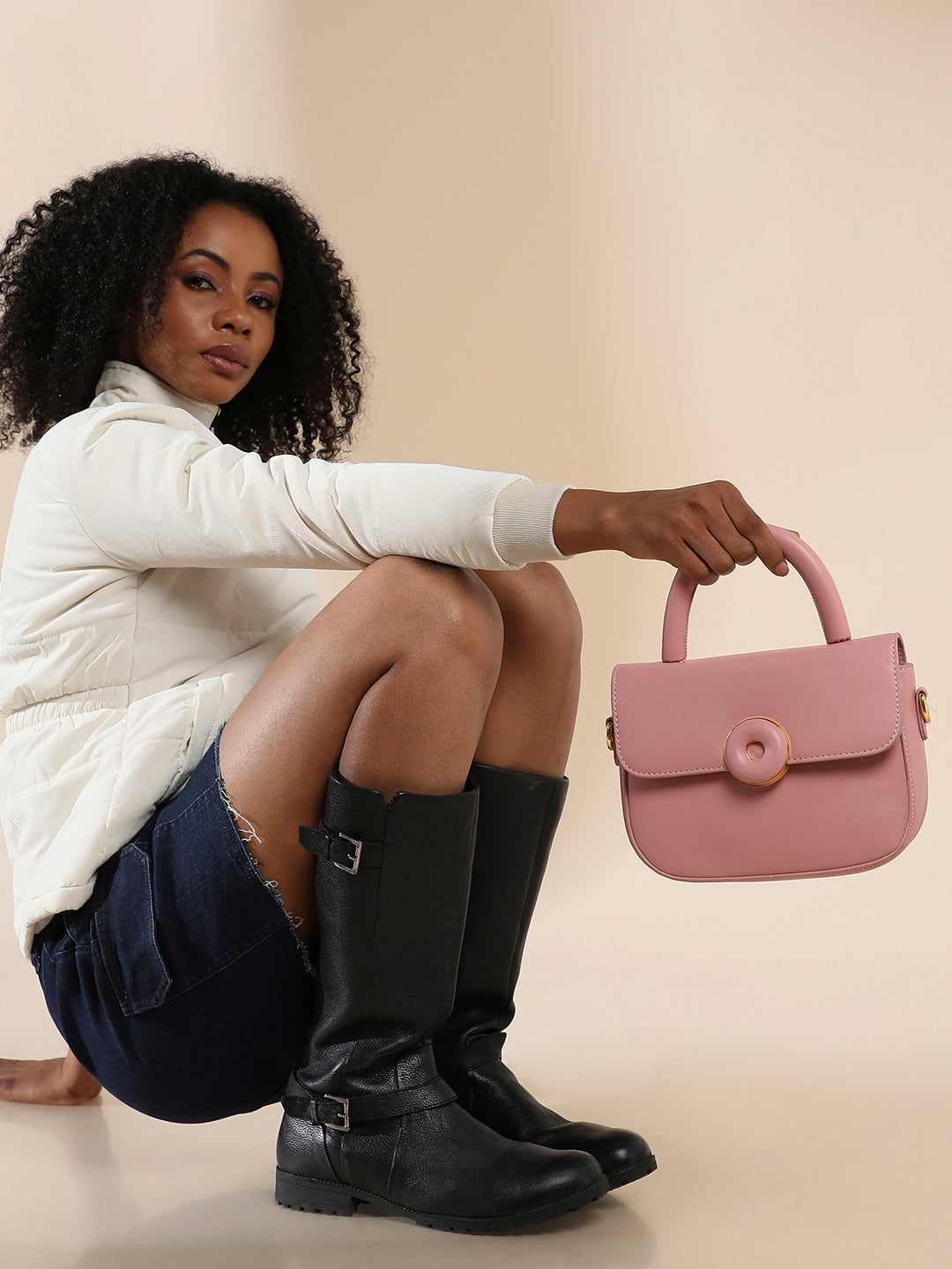 Donut Buckle Handbag - Blush Pink