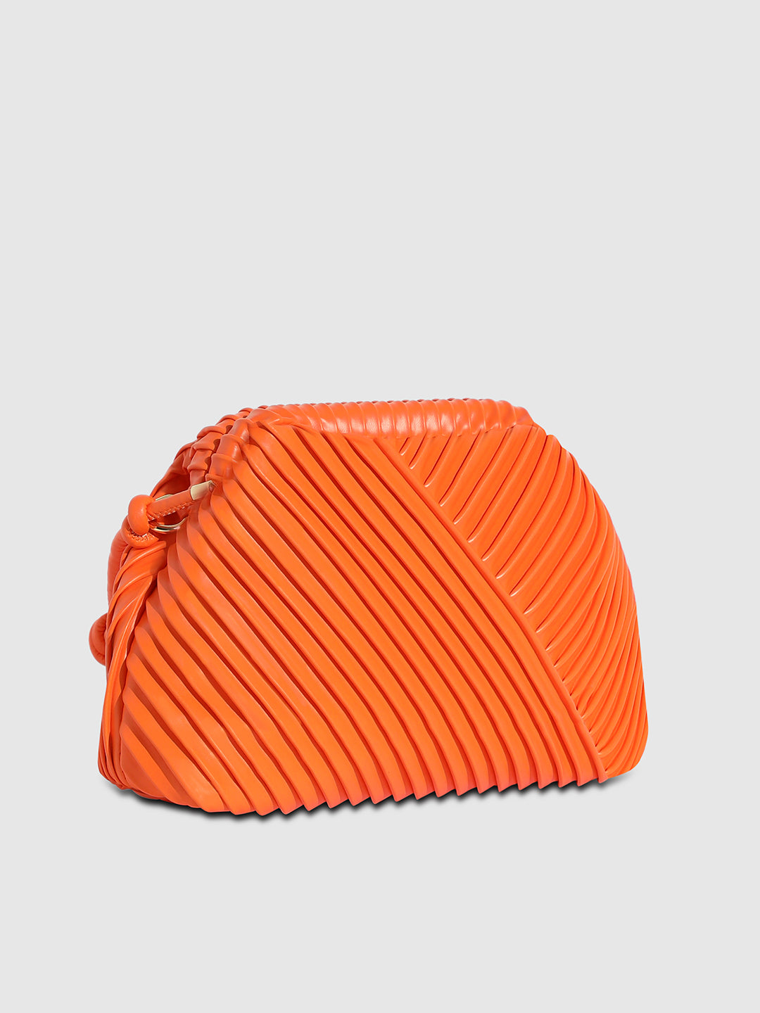Textured Pouch Handbag - Orange