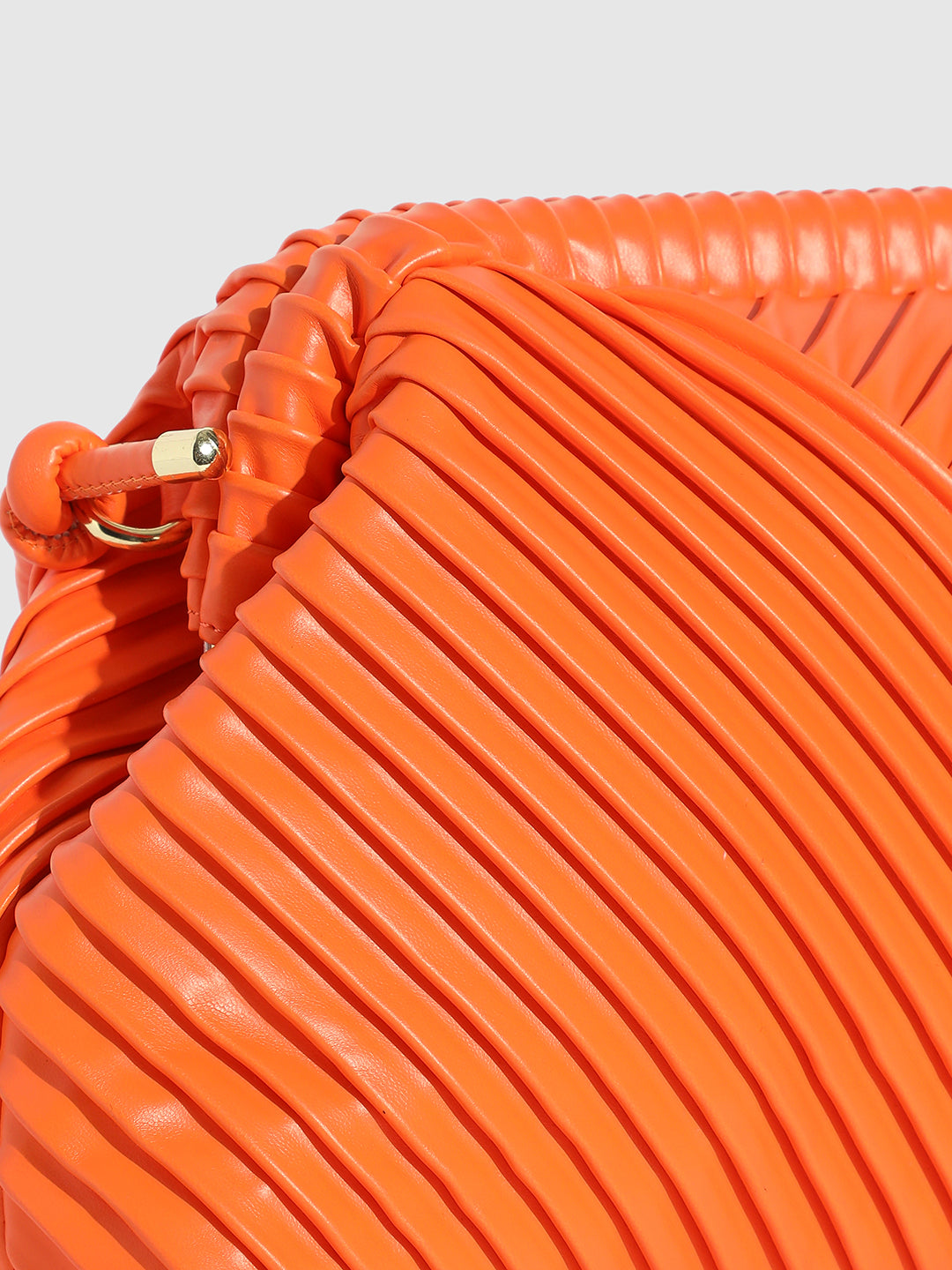 Textured Pouch Handbag - Orange