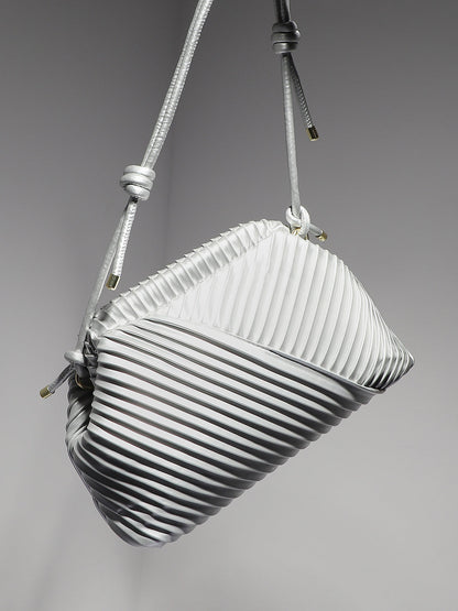 Textured Pouch Handbag - Silver