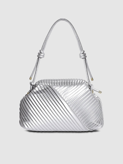 Textured Pouch Handbag - Silver