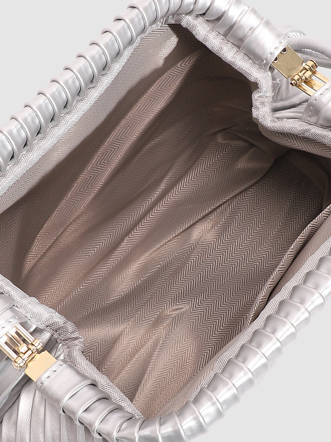 Textured Pouch Handbag - Silver