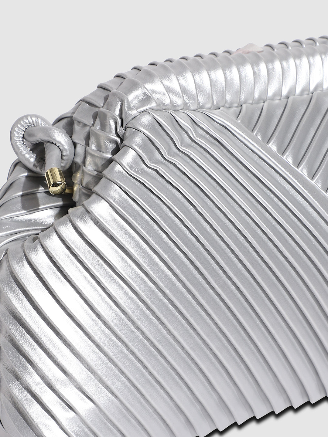 Textured Pouch Handbag - Silver