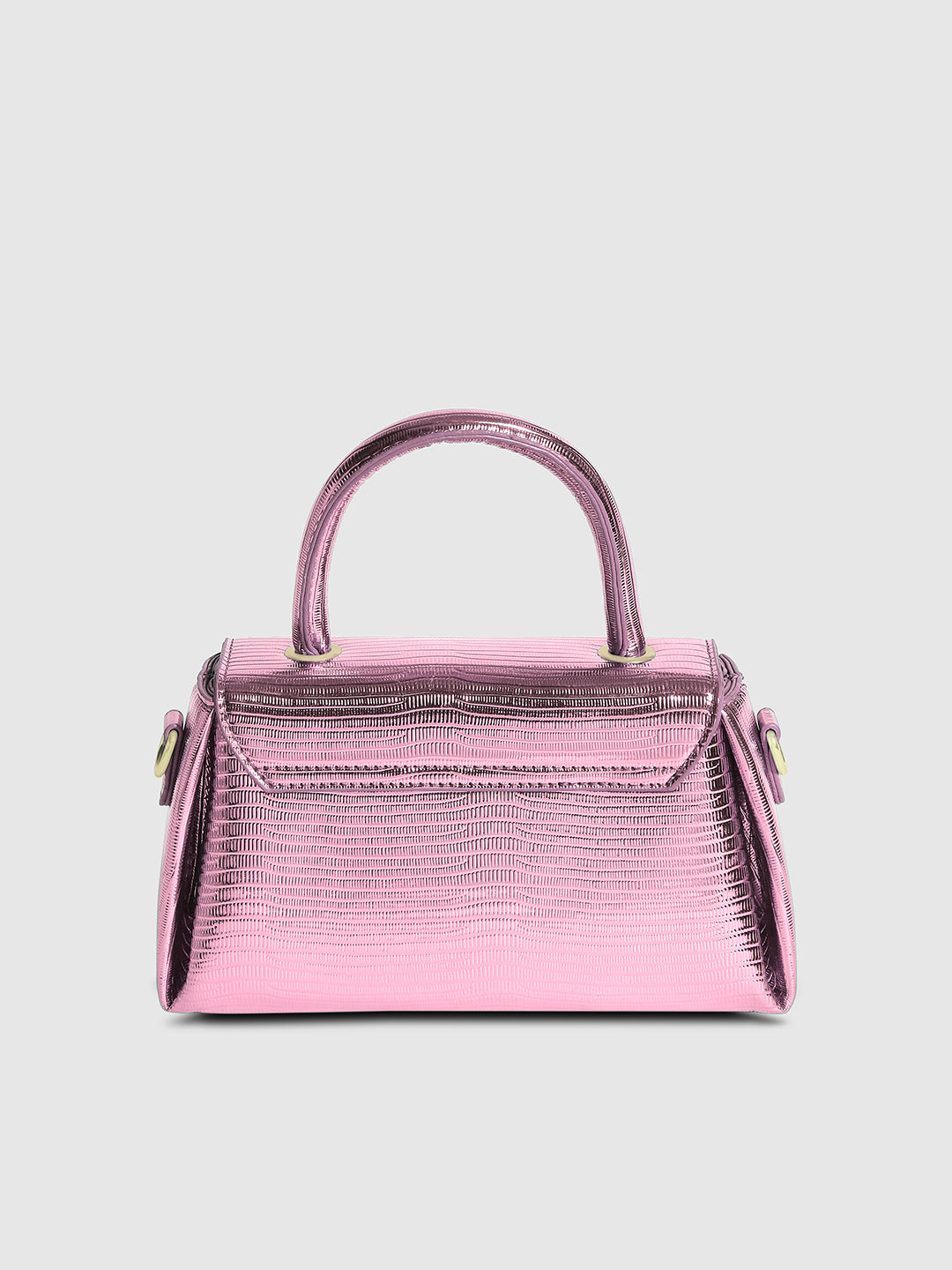 Metallic Flap Handbag - Pink