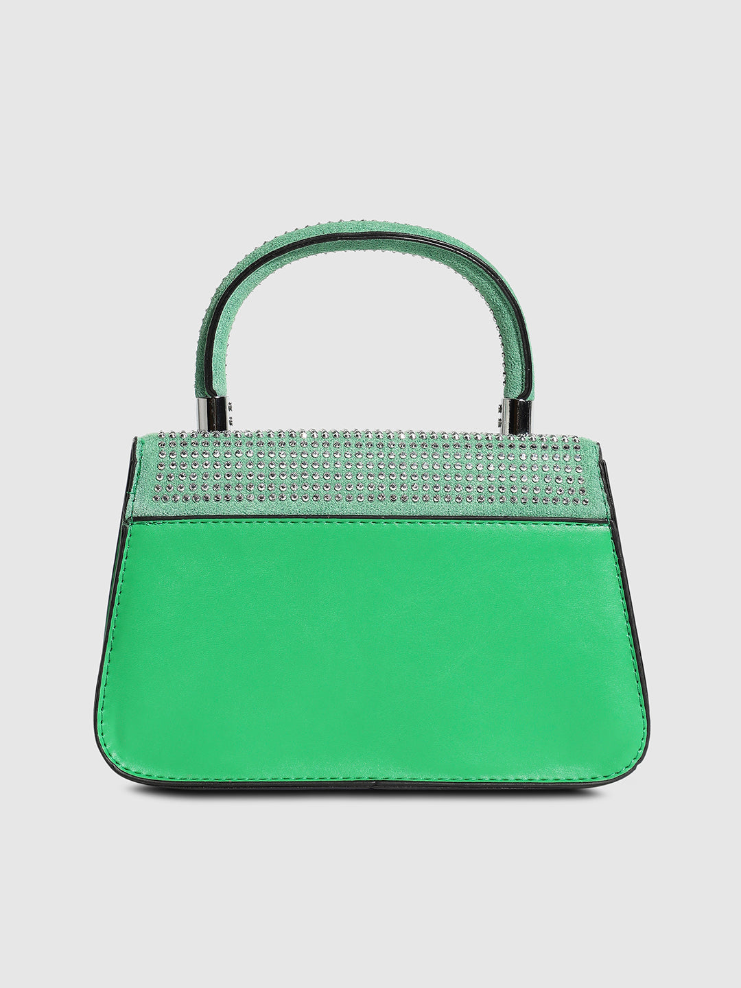 Studded Top Handle Handbag - Parrot Green