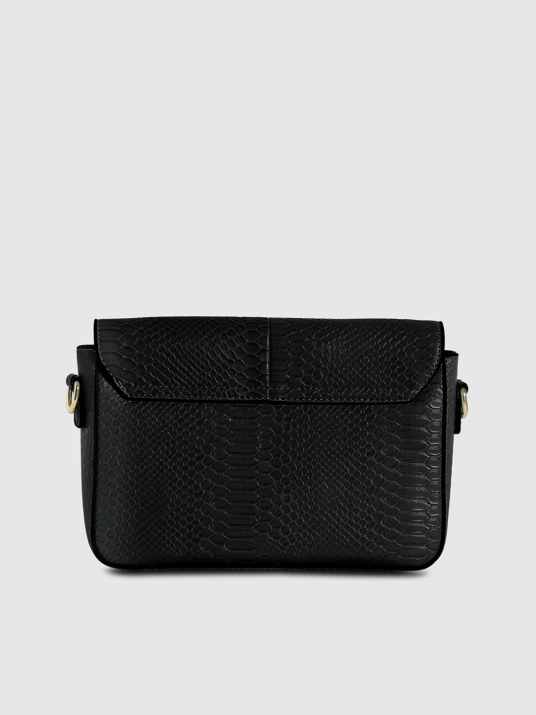 Hinge Flap Sling Bag - Black