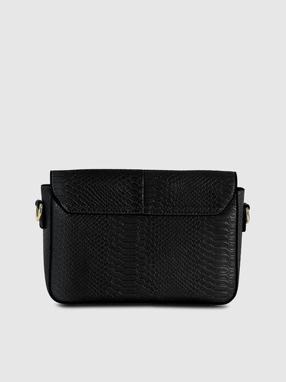 Hinge Flap Sling Bag - Black
