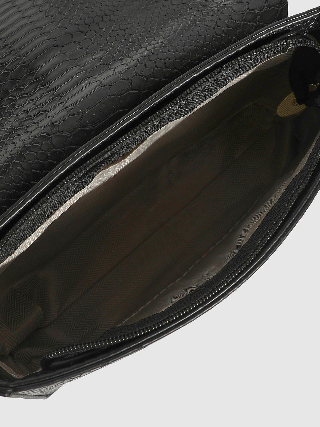 Hinge Flap Sling Bag - Black