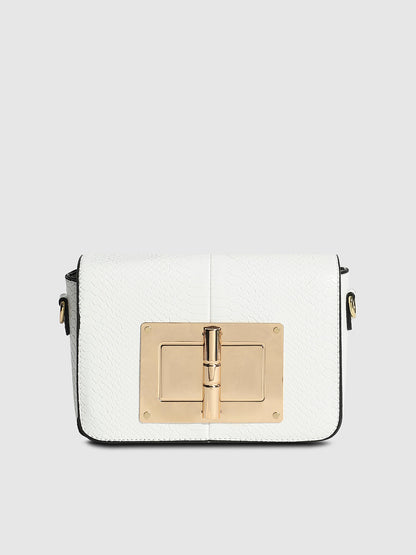 Hinge Flap Sling Bag - White