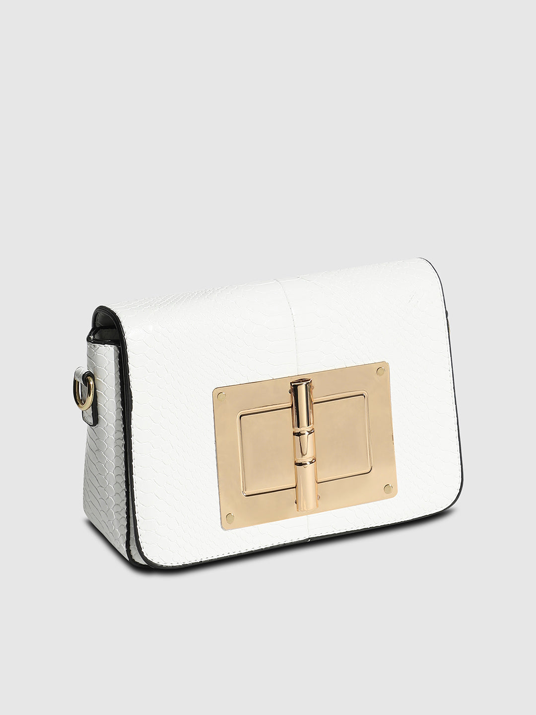 Hinge Flap Sling Bag - White