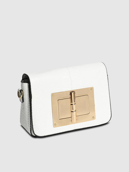 Hinge Flap Sling Bag - White