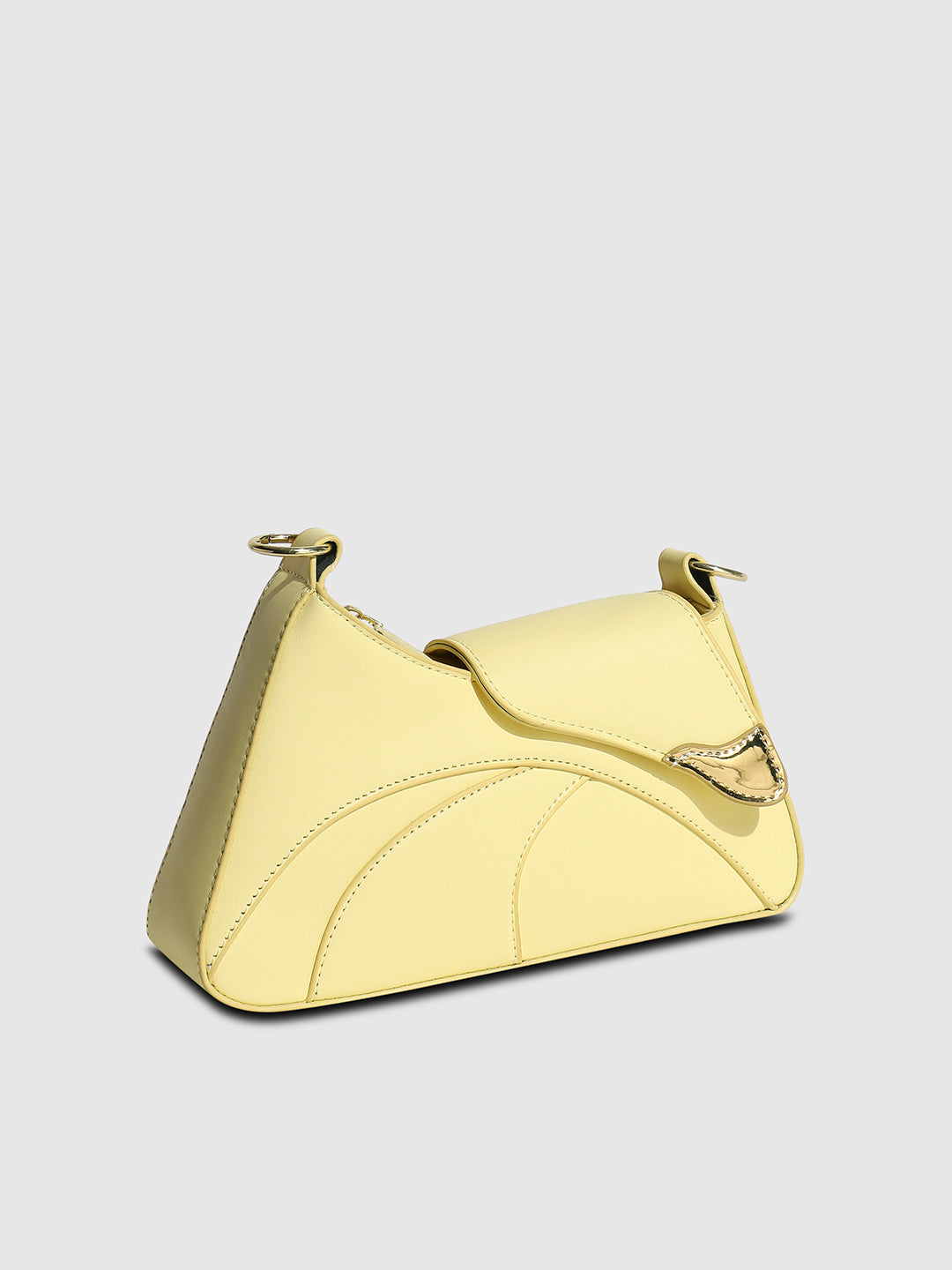 Asymmetrical Flap Handbag - Light Yellow