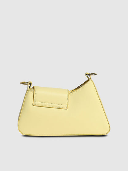 Asymmetrical Flap Handbag - Light Yellow