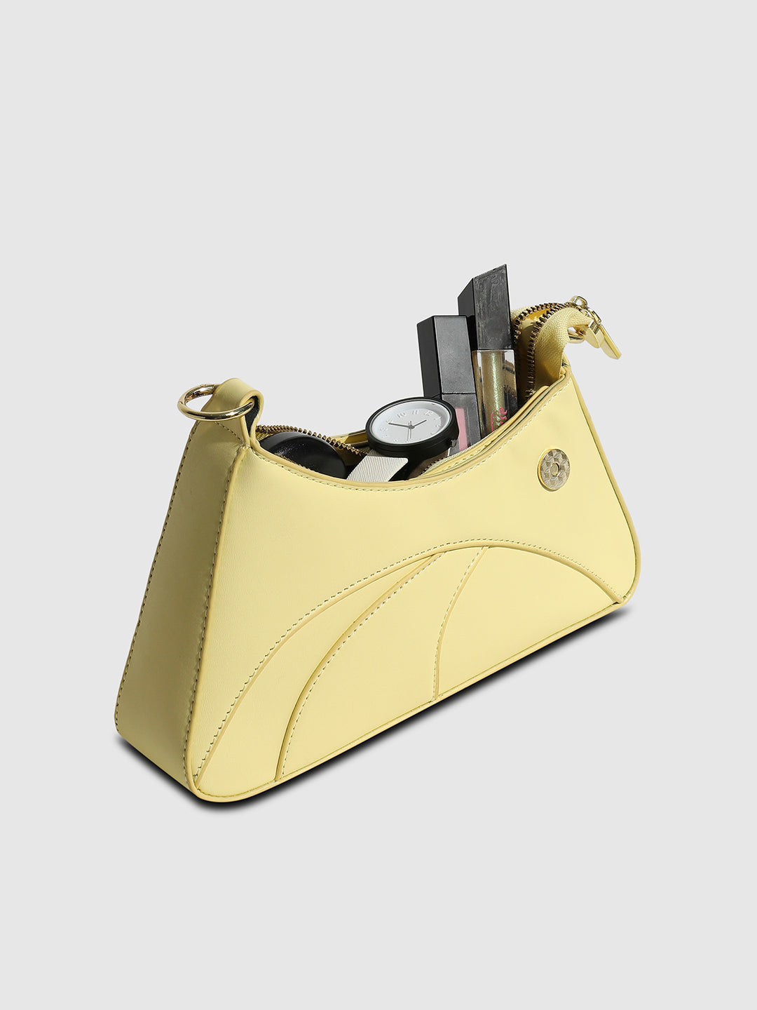 Asymmetrical Flap Handbag - Light Yellow