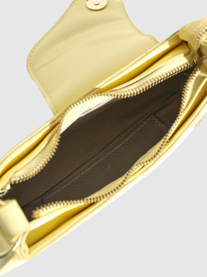 Asymmetrical Flap Handbag - Light Yellow
