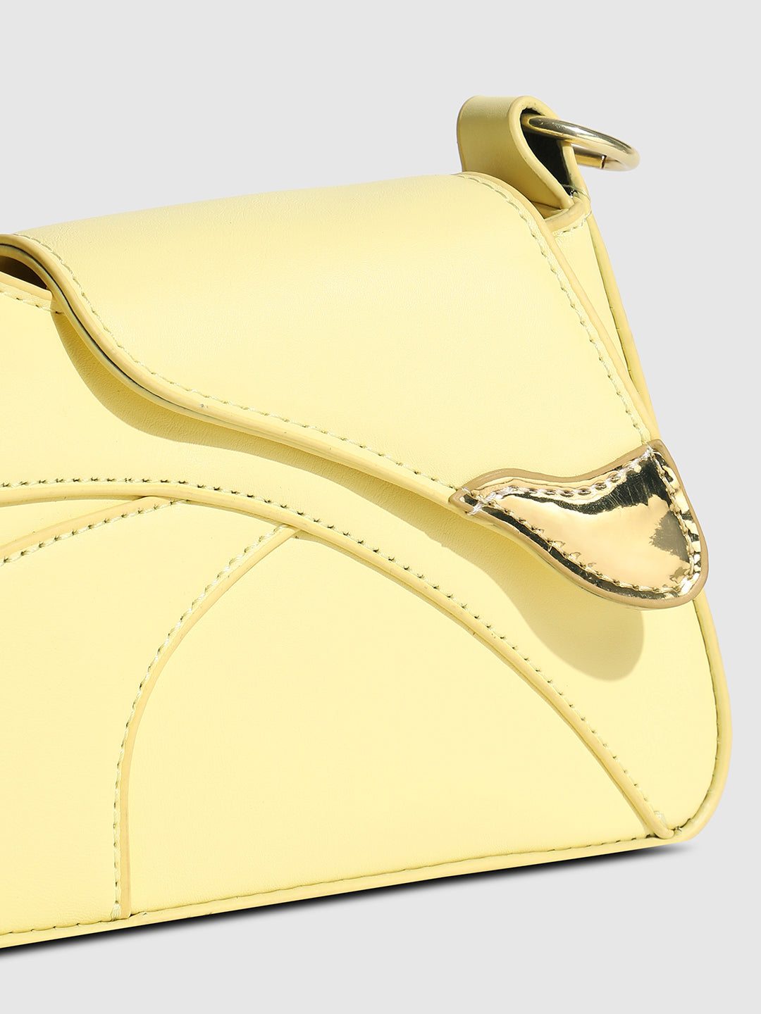 Asymmetrical Flap Handbag - Light Yellow