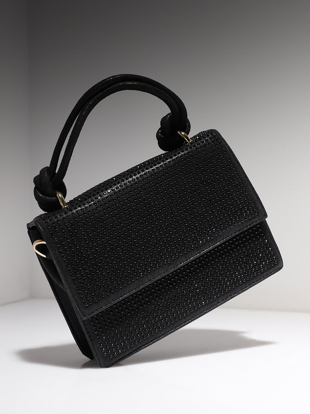 Studded Rope Handbag - Black
