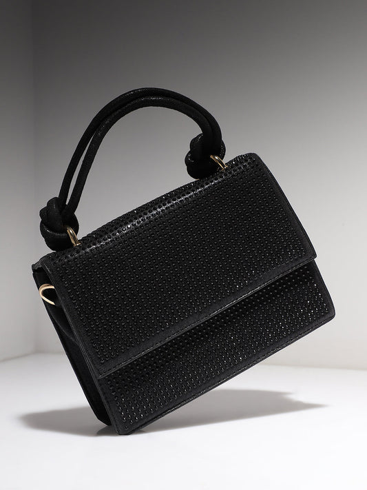 Studded Rope Handbag - Black