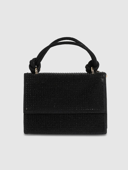 Studded Rope Handbag - Black