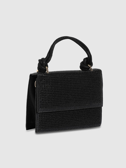 Studded Rope Handbag - Black