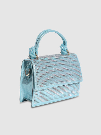 Studded Rope Handbag - Blue