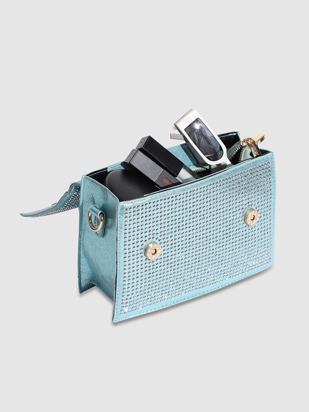 Studded Rope Handbag - Blue