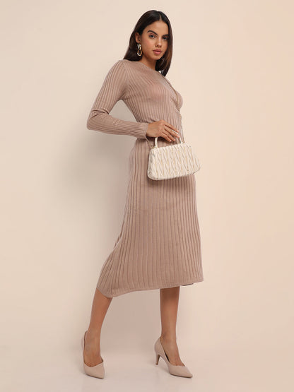 Quilted Sequin Handbag - Beige