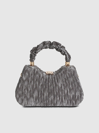 Ruched Handle Handbag - Silver